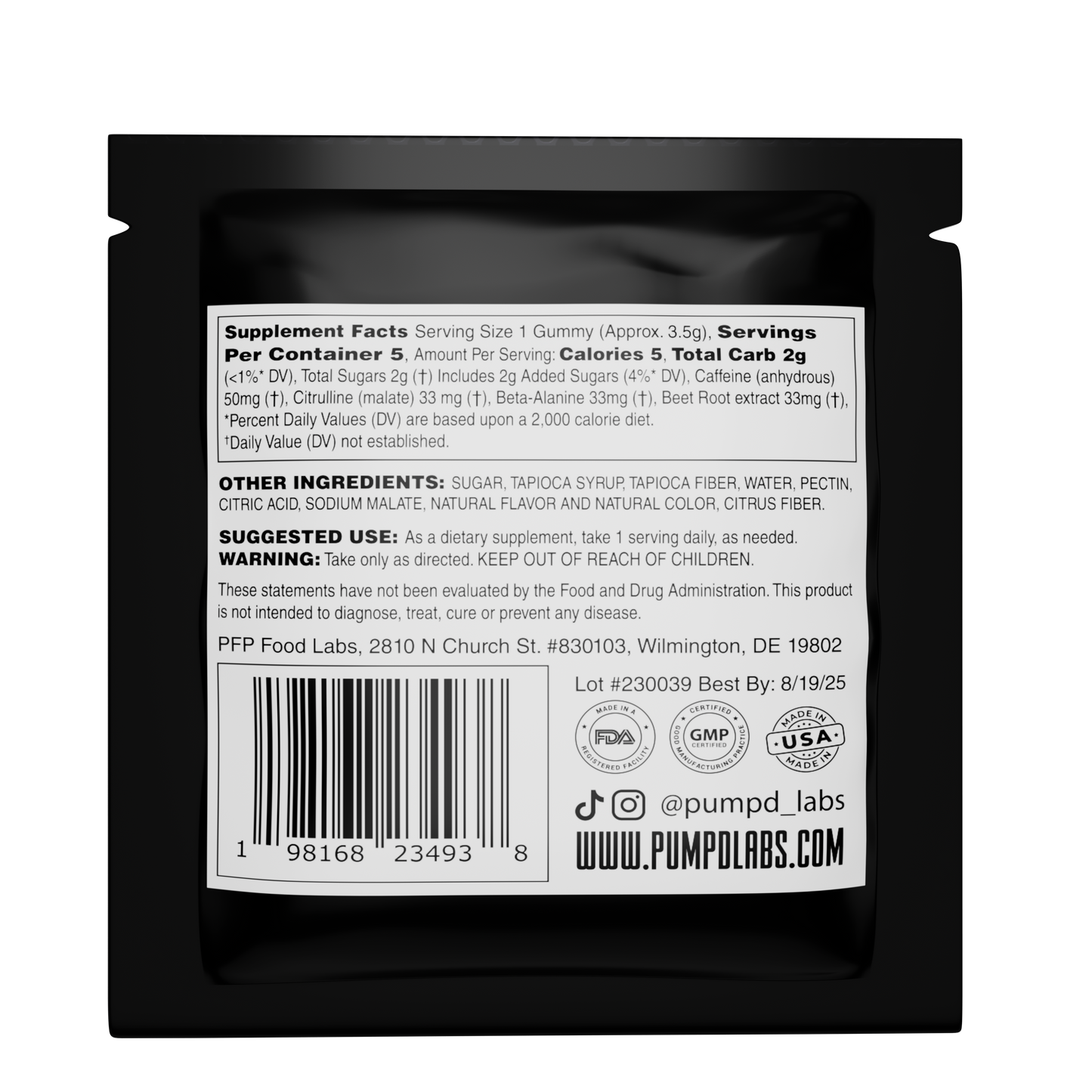 PUMPD Pre-Workout Gummies - FREE Sample Pouch